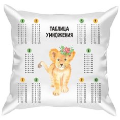 Подушка атласная таблица умножения "Африканские животные 3", сетка 1, 40х40 см, "Дарите подарок", pillow_multiplication_table_1_african_animals_3 ДАРИТЕПОДАРОК.РФ