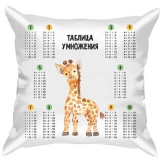 Подушка атласная таблица умножения "Африканские животные 2", сетка 1, 40х40 см, "Дарите подарок", pillow_multiplication_table_1_african_animals_2 ДАРИТЕПОДАРОК.РФ