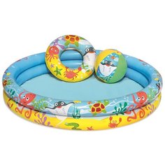 Бассейн надувной «Рыбки», 3 предмета: бассейн, мяч, круг, 122 х 20 см, от 2 лет Intex