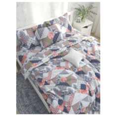 Пододеяльник Сказка Пэчворк, перкаль, 175 х 215 см, бежевый/серый/красный