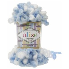 Пряжа Alize Puffy color голубой меланж (5865) 5 шт. х 100 гр.