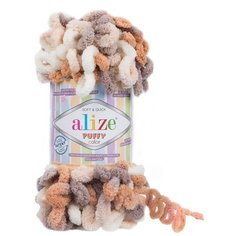 Пряжа Alize Puffy color бежевый меланж (5926) 5 шт. х 100 гр.