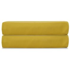 Простыня Tkano на резинке из сатина горчичного цвета из коллекции Essential, 180х200х28 см