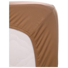 Простыня на резинке трикотаж Коричневый 200*200*25 Кулирка Хлопок 100% ОТК