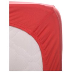 Простыня на резинке трикотаж Красный 120*200*25 Кулирка Хлопок 100% ОТК