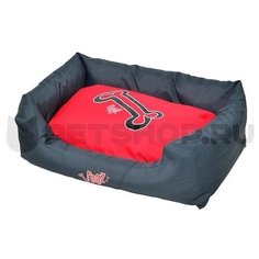 Rogz - Лежак с бортиком и двусторонней подушкой средний серия "SPICE", "Красные косточки" (72x45x25см) (WALL BED MEDIUM) M