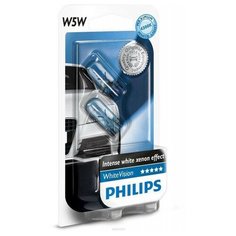 Лампа накаливания PHILIPS W5W White Vision 12V 5W, 2шт