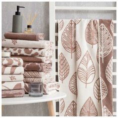Полотенце махровое Этель "Foliage" беж, 70х130 см, 100% хл, велюр, 420 гр/м2 6248316