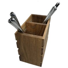 Дубовая подставка для столовых приборов с двумя секциями Евростиль