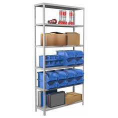 Металлический стеллаж 6 полок ПРАКТИК MS Standart 100х40х200 см серый