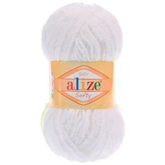 Пряжа ALIZE Softy (100% микрополиэстер) (55 белый) 5 шт