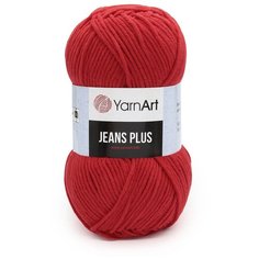 Пряжа YarnArt Jeans Plus 100гр 160м (55% хлопок, 45% полиакрил) (90 красный) 5 шт
