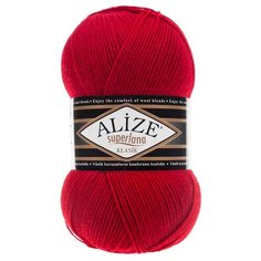 Пряжа ALIZE Superlana klasik (однотонная) 100гр. 280м. (75% акрил, 25%шерсть) ТУ (56 красный) 5 шт