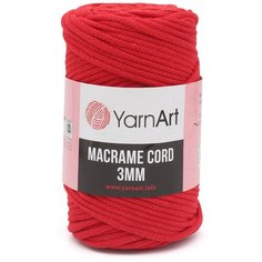 Пряжа YarnArt Macrame Cord 3мм 250гр 85м (60% хлопок, 40% вискоза и полиэстер) (773 красный) 4 шт