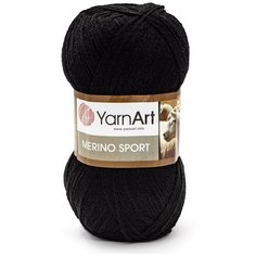 Пряжа YarnArt Merino Sport 100гр 400м (50% шерсть, 50% акрил) (761 черный) 5 шт