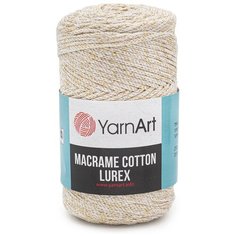 Пряжа YarnArt Macrame cotton Lurex 250гр 205м (75% хлопок, 13% полиэстер, 12% металлик) (724 белое золото) 4 шт