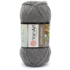 Пряжа YarnArt Super Merino 100гр 300м (25% шерсть, 75% акрил) (194 серый меланж) 5 шт