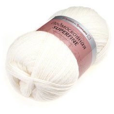 Пряжа из Троицка Подмосковная Superfine 100гр. 460м. (50% шерсть, 50% акрил ) (0230 отбелка) 5 шт Троицкая камвольная фабрика