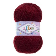 Пряжа ALIZE SEKERIM BEBE 100гр. 320м (100% акрил) (57 бордовый) 5 шт