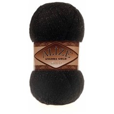 Пряжа Alize Angora Gold Simli 100гр. 500м. (20% шерсть, 5% металлик, 75% акрил) (60 черный) 5 шт