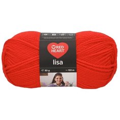Пряжа Red Heart Lisa 50гр 133м (100% акрил) (00207 огненно-красный) 10 шт