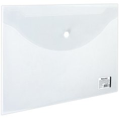 BRAUBERG Папка-конверт с кнопкой A4, пластик 150 мкм бесцветный