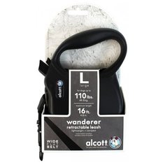 Alcott Wanderer L - Поводок-рулетка для собак 5 метров до 50 кг, лента 275.251 Черный