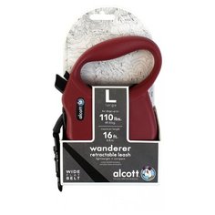 Alcott Wanderer L - Поводок-рулетка для собак 5 метров до 50 кг, лента 275.299 Бордовый