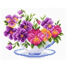 1287-1 Канва с рисунком Матренин посад Чашка с виолой 15*18см (28*37см)