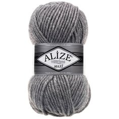 Пряжа ALIZE Superlana maxi 100гр. 100м. (75% акрил, 25%шерсть) ТУ (21 серый меланж) 5 шт