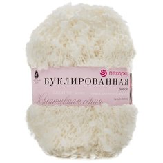 Пряжа Пехорка Буклированная 200 гр., 220 м., упак./5 шт. (30% мохер, 20% шерсть, 50% акрил высокообъемный) (01-Белый) 5 шт