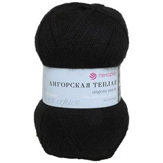 Пряжа Пехорка Ангорская тёплая 100гр. 480м (40% шерсть, 60% акрил) (02 черный) 5 шт