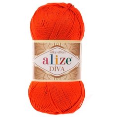 Пряжа ALIZE Diva 100гр. 350м. (100% микрофибра) ТУ (37 Оранжевый) 5 шт