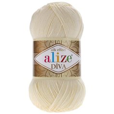 Пряжа ALIZE Diva 100гр. 350м. (100% микрофибра) ТУ (01 кремовый) 5 шт