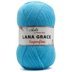 Пряжа из Троицка Lana Grace Superfine 100гр. 610м. (25% мериносовая шерсть, 75% акрил супер софт) (0300 светло-голубой) 5 шт Троицкая камвольная фабрика