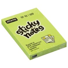 Блок-кубик Attache Selection с клеевым краем 76х51, зеленый неон (100 л)