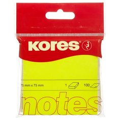Блок-кубик Kores 47076, 75х75, неон желтый (100 л)