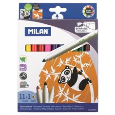 Фломастеры исчезающие 11 цветов +1 стирающийся Milan, 80093