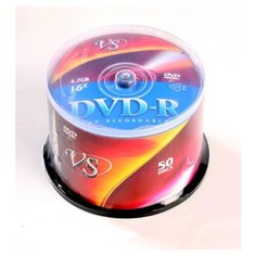 Носители информации DVD-R, 16x, VS, Cake/50, VSDVDRCB5001