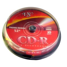 Носители информации CD-R, 52x, VS, Cake/10, VSCDRCB1001