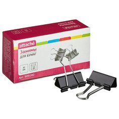 Зажим для бумаг Attache, 32 мм, 12 шт, в картонной коробке (черный)
