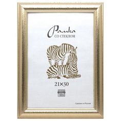 Рамка пластиковая А4, широкий багет, 609 (золото) Зебра