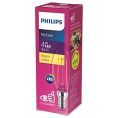 Лампа светодиодная Philips LED Classic 4-40W B35 E14 тепл филам свеча, 1 шт