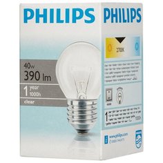 Электрическая лампа Philips шарик/прозрачная 40W E27 CL/P45 (10/100), 7 шт