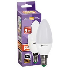 Лампа светодиодная PLED- SP C37 9w E14 3000K-Е Jazzway свеча, 2 шт