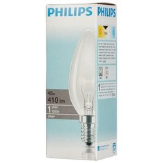 Электрическая лампа Philips свеча/прозрачная 40W E14 CL/B35 (10/100), 7 шт