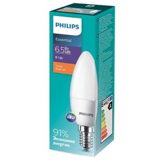 Лампа светодиодная Philips ESS LEDCandle 6 5-75W E14 827 B35ND, 1 шт