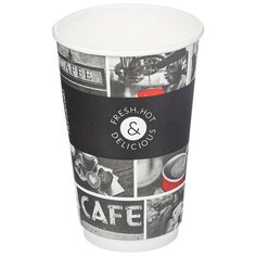 Стакан одноразовый бумажный 400мл Cafe Noir, Двухслойный DW16 18 штук в упаковке Huhtamaki