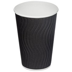 Стакан одноразовый бумажный двухслойный d-90мм 400мл черный(волна) 25 штук в упаковке NDW16 Huhtamaki