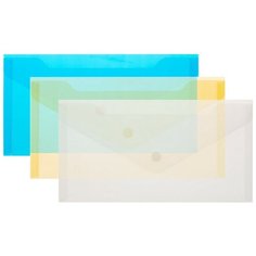 Папка конверт на кнопке С6 224x119мм, 180мкм, Attache ассорти, 10шт.уп.